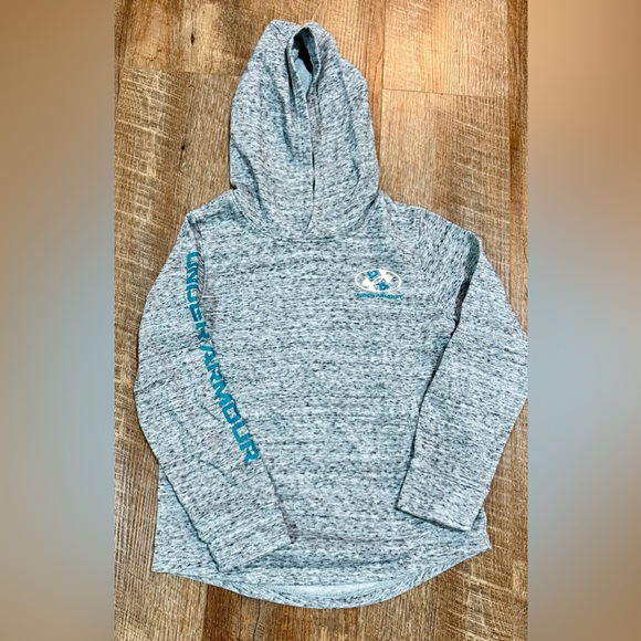 Under Armour Gray Hoodie with Blue Logo - Picture 1 of 6